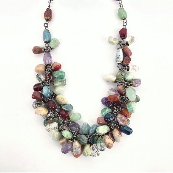 Multicolored Real Stone Beaded Necklace - Picture 7 of 10